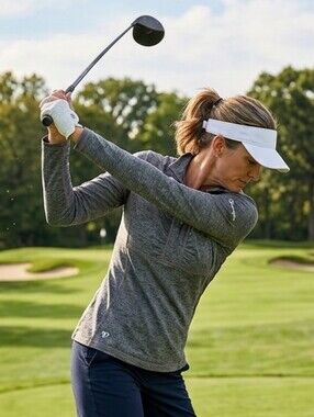 Straight Down Women’s 1/4 Quarter Zip Golf Pullover Grey Pinehurst Logo  Medium